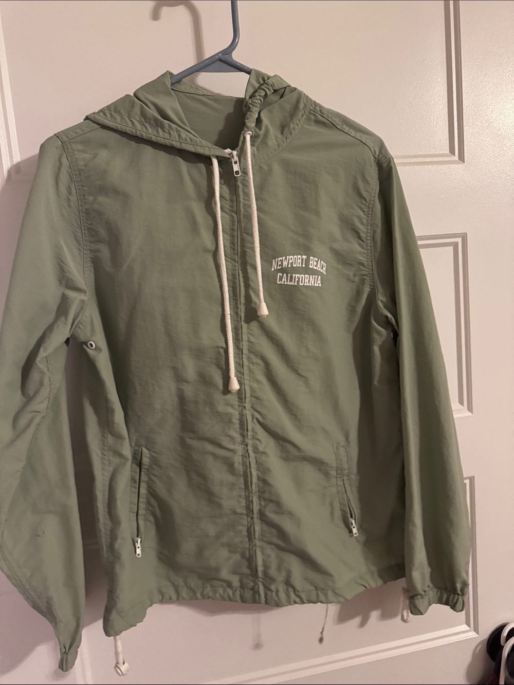 Olive Green Hooded Jacket - Newport Beach California